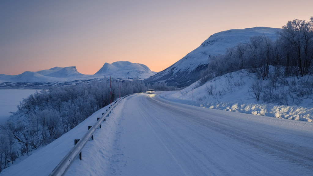 Safe driving in Nordic winter conditions.